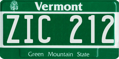 VT license plate ZIC212