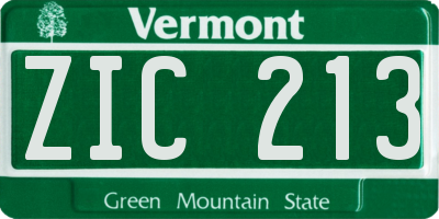 VT license plate ZIC213