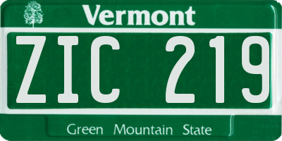 VT license plate ZIC219