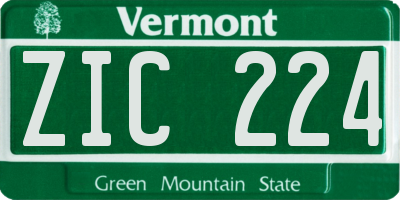 VT license plate ZIC224