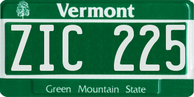 VT license plate ZIC225