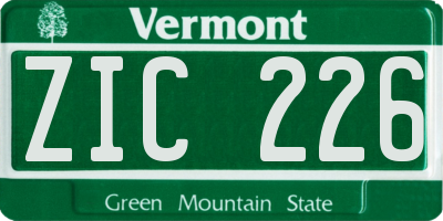 VT license plate ZIC226