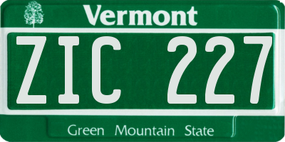 VT license plate ZIC227