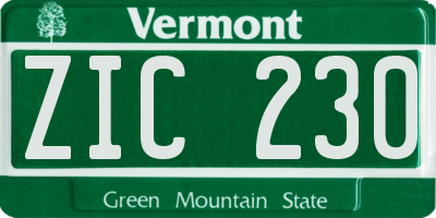 VT license plate ZIC230