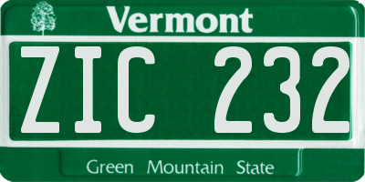 VT license plate ZIC232