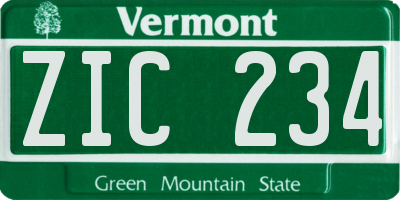 VT license plate ZIC234