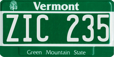 VT license plate ZIC235