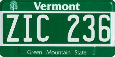VT license plate ZIC236