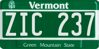 VT license plate ZIC237
