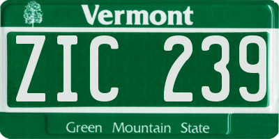 VT license plate ZIC239