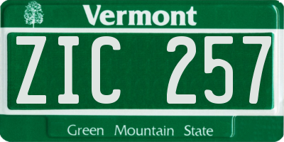 VT license plate ZIC257