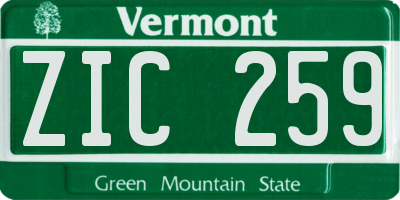 VT license plate ZIC259