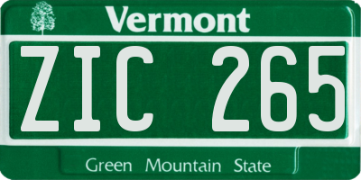 VT license plate ZIC265