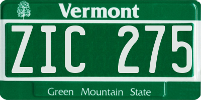 VT license plate ZIC275