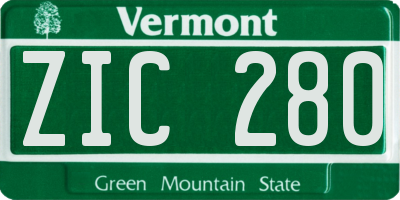 VT license plate ZIC280