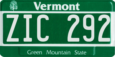 VT license plate ZIC292