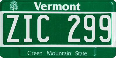 VT license plate ZIC299
