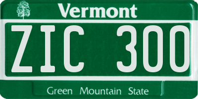 VT license plate ZIC300