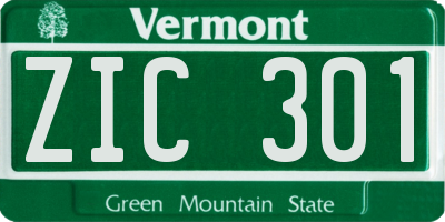 VT license plate ZIC301