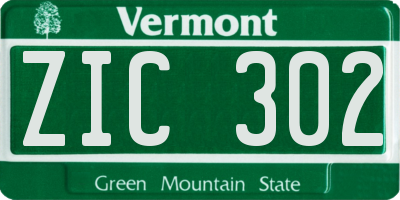 VT license plate ZIC302