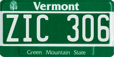 VT license plate ZIC306
