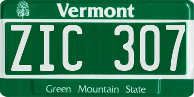 VT license plate ZIC307