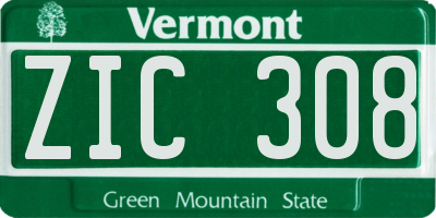 VT license plate ZIC308