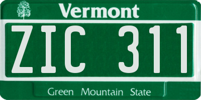 VT license plate ZIC311