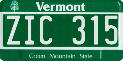 VT license plate ZIC315