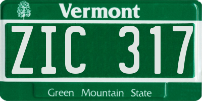VT license plate ZIC317