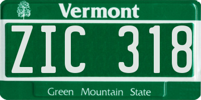 VT license plate ZIC318