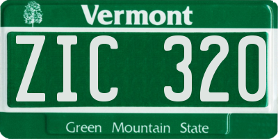 VT license plate ZIC320