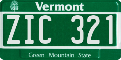 VT license plate ZIC321