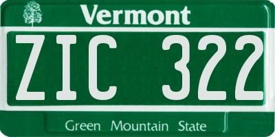 VT license plate ZIC322