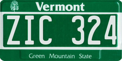 VT license plate ZIC324