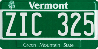 VT license plate ZIC325