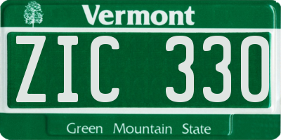 VT license plate ZIC330