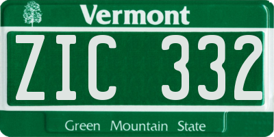 VT license plate ZIC332