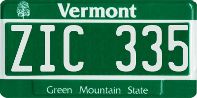 VT license plate ZIC335
