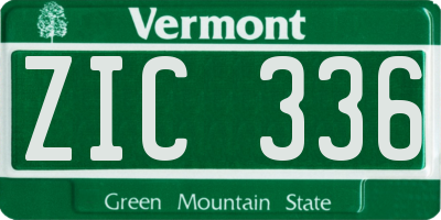 VT license plate ZIC336