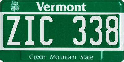 VT license plate ZIC338
