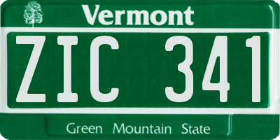 VT license plate ZIC341
