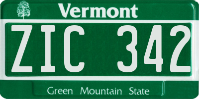 VT license plate ZIC342