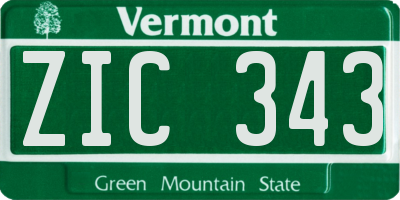 VT license plate ZIC343
