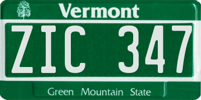 VT license plate ZIC347