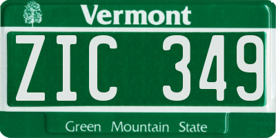 VT license plate ZIC349