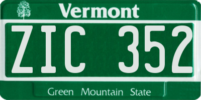 VT license plate ZIC352