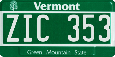 VT license plate ZIC353