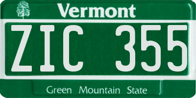 VT license plate ZIC355