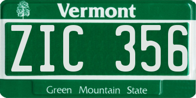 VT license plate ZIC356
